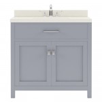 Caroline 36" Single Bath Vanity in Gray with White Quartz Top and Square Sink