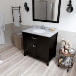 Caroline 36" Single Bath Vanity in Espresso with White Marble Top and Round Sink and Matching Mirror