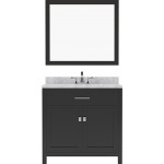 Caroline 36" Single Bath Vanity in Espresso with White Marble Top and Round Sink with Brushed Nickel Faucet and Matching Mirr