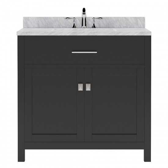 Caroline 36" Single Bath Vanity in Espresso with White Marble Top and Round Sink