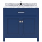 Caroline 36" Single Bath Vanity in French Blue with White Marble Top and Round Sink