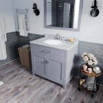 Caroline 36" Single Bath Vanity in Gray with White Marble Top and Round Sink with Brushed Nickel Faucet and Matching Mirror