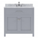 Caroline 36" Single Bath Vanity in Gray with White Marble Top and Round Sink