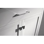 Caroline 36" Single Bath Vanity in White with White Marble Top and Round Sink with Brushed Nickel Faucet and Matching Mirror