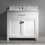 Caroline 36" Single Bath Vanity in White with White Marble Top and Round Sink