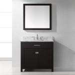 Caroline 36" Single Bath Vanity in Espresso with White Marble Top and Square Sink and Matching Mirror