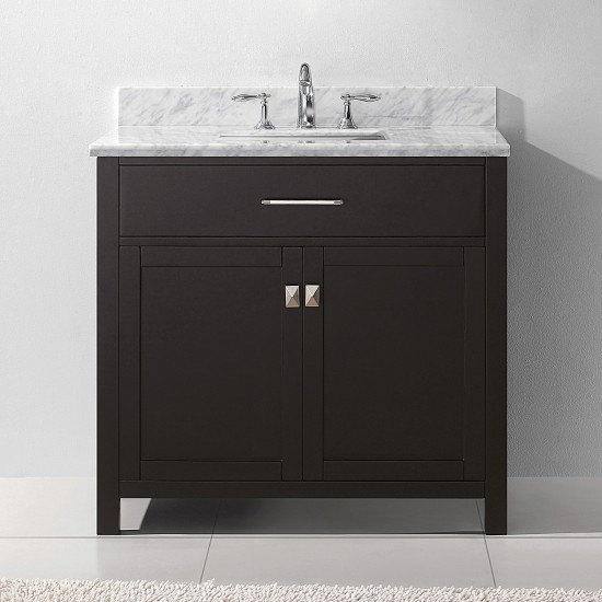 Caroline 36" Single Bath Vanity in Espresso with White Marble Top and Square Sink