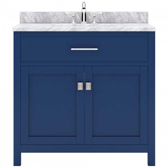 Caroline 36" Single Bath Vanity in French Blue with White Marble Top and Square Sink