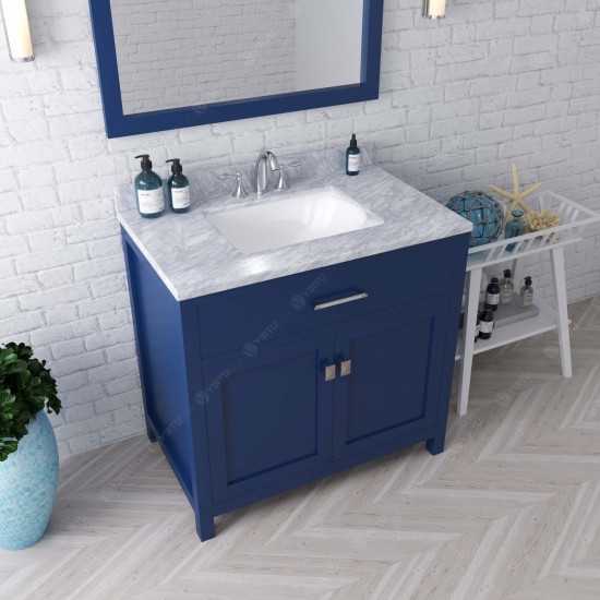 Caroline 36" Single Bath Vanity in French Blue with White Marble Top and Square Sink