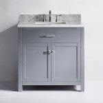 Caroline 36" Single Bath Vanity in Gray with White Marble Top and Square Sink