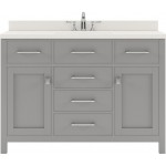 Caroline 48" Single Bath Vanity in Cashmere Gray with White Quartz Top and Round Sink