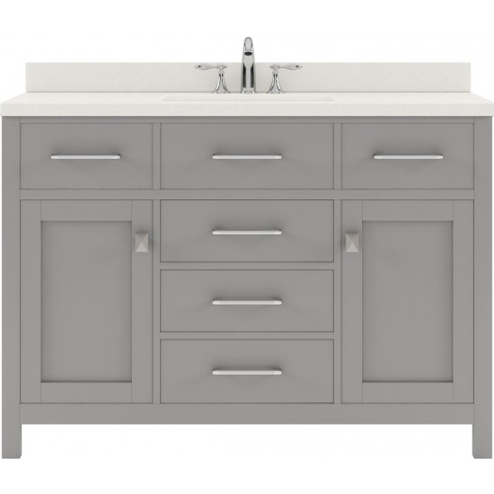 Caroline 48" Single Bath Vanity in Cashmere Gray with White Quartz Top and Round Sink