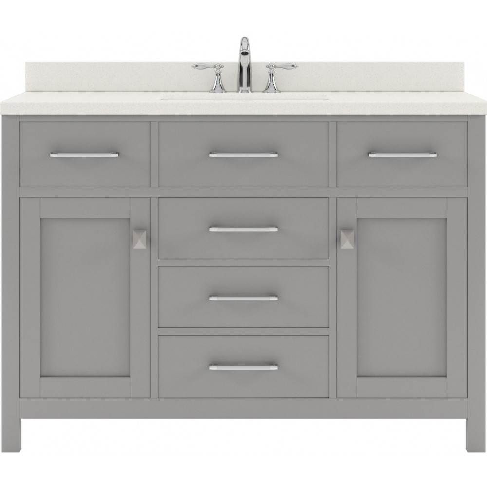 Caroline 48" Single Bath Vanity in Cashmere Gray with White Quartz Top and Round Sink