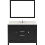 Caroline 48" Single Bath Vanity in Espresso with White Quartz Top and Round Sink with Brushed Nickel Faucet and Matching Mirr