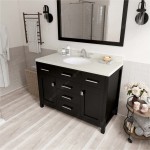 Caroline 48" Single Bath Vanity in Espresso with White Quartz Top and Round Sink with Polished Chrome Faucet and Matching Mir