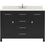 Caroline 48" Single Bath Vanity in Espresso with White Quartz Top and Round Sink