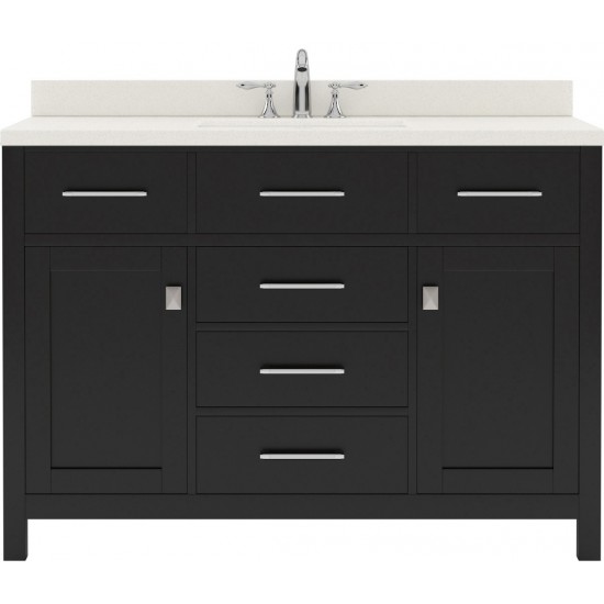 Caroline 48" Single Bath Vanity in Espresso with White Quartz Top and Round Sink