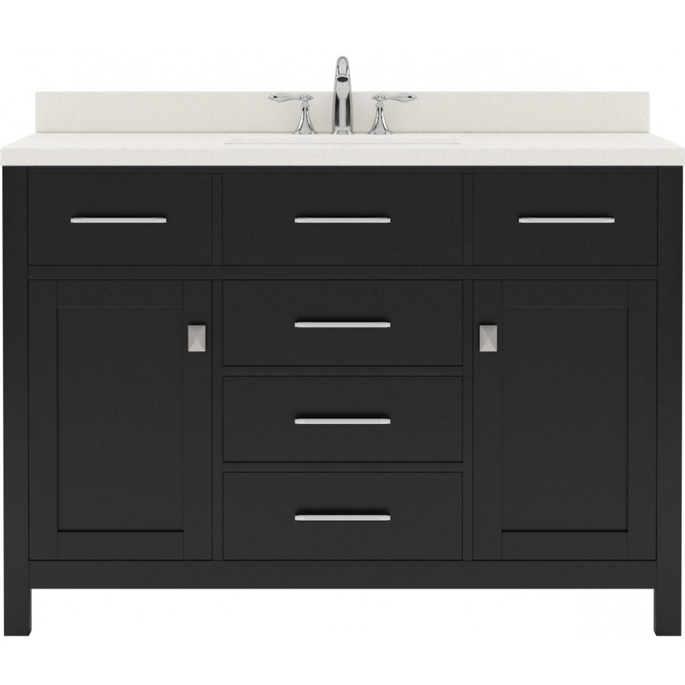 Caroline 48" Single Bath Vanity in Espresso with White Quartz Top and Round Sink