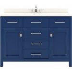 Caroline 48" Single Bath Vanity in French Blue with White Quartz Top and Round Sink