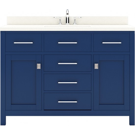 Caroline 48" Single Bath Vanity in French Blue with White Quartz Top and Round Sink