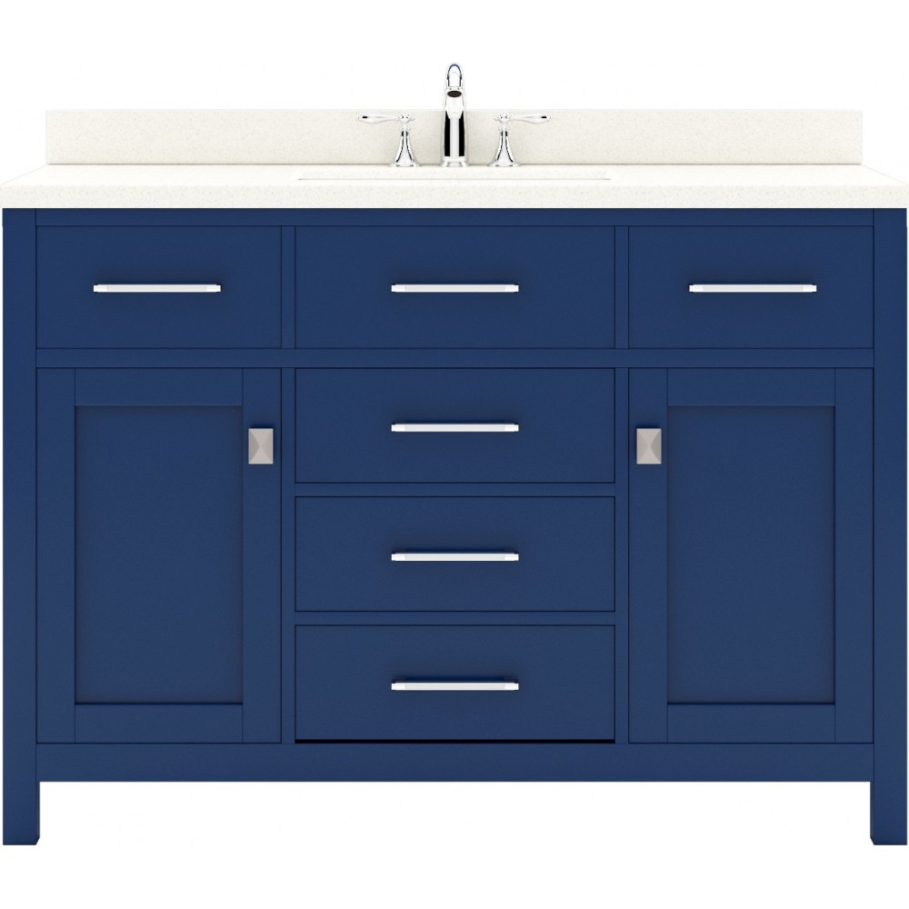 Caroline 48" Single Bath Vanity in French Blue with White Quartz Top and Round Sink