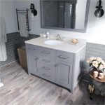 Caroline 48" Single Bath Vanity in Gray with White Quartz Top and Round Sink and Matching Mirror