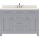 Caroline 48" Single Bath Vanity in Gray with White Quartz Top and Round Sink