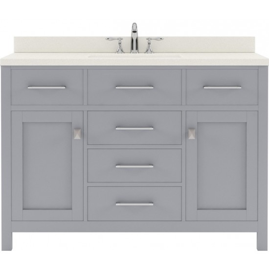 Caroline 48" Single Bath Vanity in Gray with White Quartz Top and Round Sink