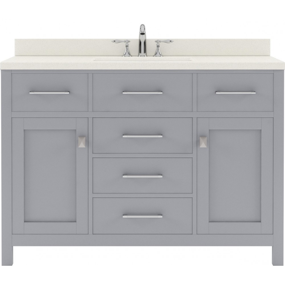 Caroline 48" Single Bath Vanity in Gray with White Quartz Top and Round Sink