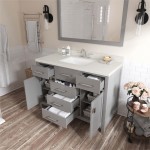 Caroline 48" Single Bath Vanity in Cashmere Gray with White Quartz Top and Square Sink and Matching Mirror