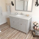 Caroline 48" Single Bath Vanity in Cashmere Gray with White Quartz Top and Square Sink with Brushed Nickel Faucet and Mirror