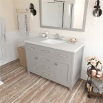 Caroline 48" Single Bath Vanity in Cashmere Gray with White Quartz Top and Square Sink with Polished Chrome Faucet and Mirror