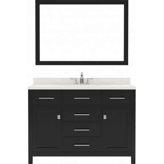 Caroline 48" Single Bath Vanity in Espresso with White Quartz Top and Square Sink and Matching Mirror