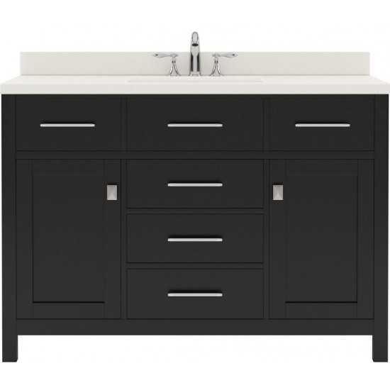 Caroline 48" Single Bath Vanity in Espresso with White Quartz Top and Square Sink