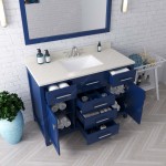 Caroline 48" Single Bath Vanity in French Blue with White Quartz Top and Square Sink and Matching Mirror