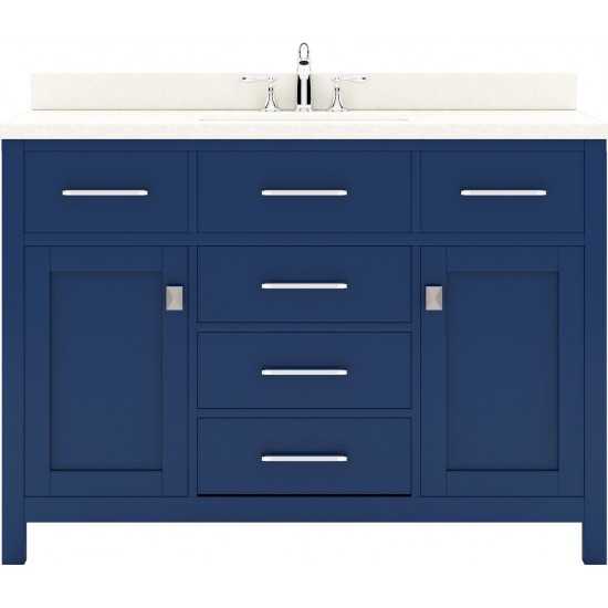 Caroline 48" Single Bath Vanity in French Blue with White Quartz Top and Square Sink