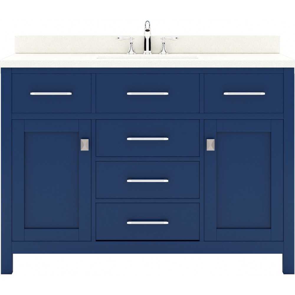 Caroline 48" Single Bath Vanity in French Blue with White Quartz Top and Square Sink