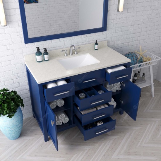 Caroline 48" Single Bath Vanity in French Blue with White Quartz Top and Square Sink