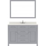 Caroline 48" Single Bath Vanity in Gray with White Quartz Top and Square Sink and Matching Mirror