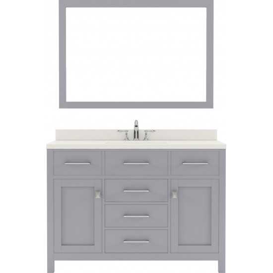 Caroline 48" Single Bath Vanity in Gray with White Quartz Top and Square Sink and Matching Mirror