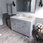 Caroline 48" Single Bath Vanity in Gray with White Quartz Top and Square Sink and Matching Mirror