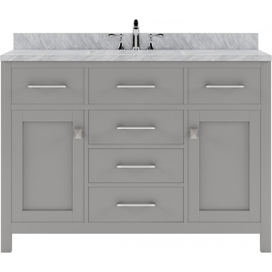 Caroline 48" Single Bath Vanity in Cashmere Gray with White Marble Top and Round Sink