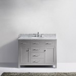 Caroline 48" Single Bath Vanity in Cashmere Gray with White Marble Top and Round Sink