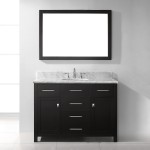 Caroline 48" Single Bath Vanity in Espresso with White Marble Top and Round Sink and Matching Mirror