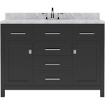 Caroline 48" Single Bath Vanity in Espresso with White Marble Top and Round Sink