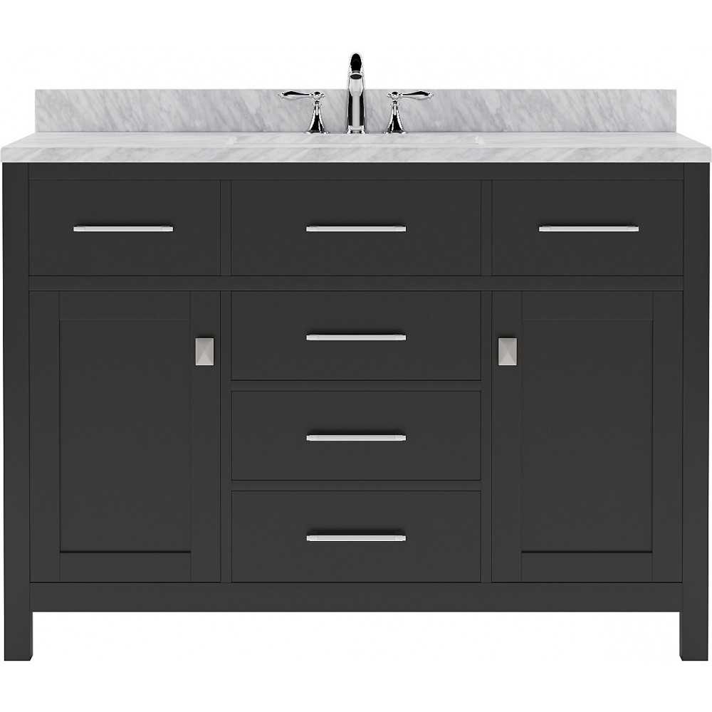 Caroline 48" Single Bath Vanity in Espresso with White Marble Top and Round Sink