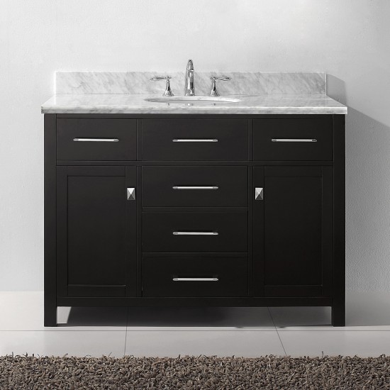 Caroline 48" Single Bath Vanity in Espresso with White Marble Top and Round Sink
