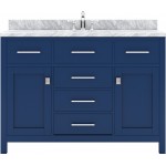 Caroline 48" Single Bath Vanity in French Blue with White Marble Top and Round Sink