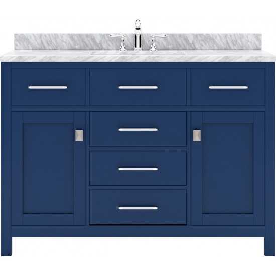 Caroline 48" Single Bath Vanity in French Blue with White Marble Top and Round Sink