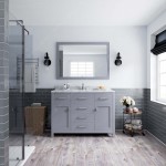 Caroline 48" Single Bath Vanity in Gray with White Marble Top and Round Sink with Brushed Nickel Faucet and Matching Mirror